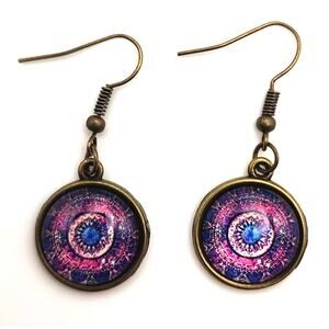 Kaleidoscope Drops Purple Mandala Resin Earrings